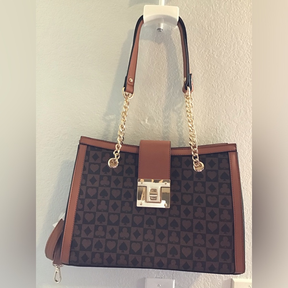 NWOT vegan leather Brown and Tan Tote Bag